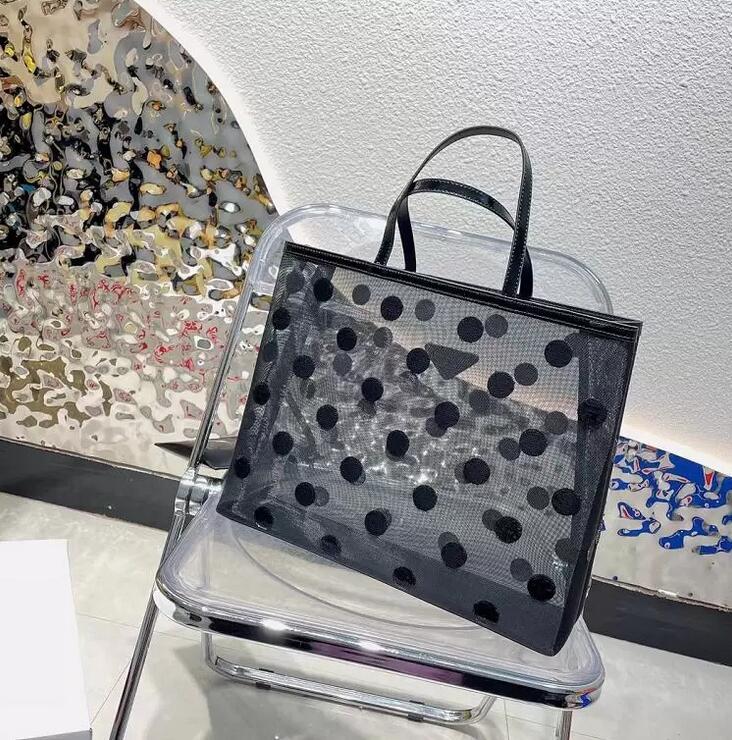 

Designer High Capacity Transparency Shopping Bags Leather Wallet Accessories Black Sequin Circle Design Women Simple Atmosphere Handbag Shoulder Bag