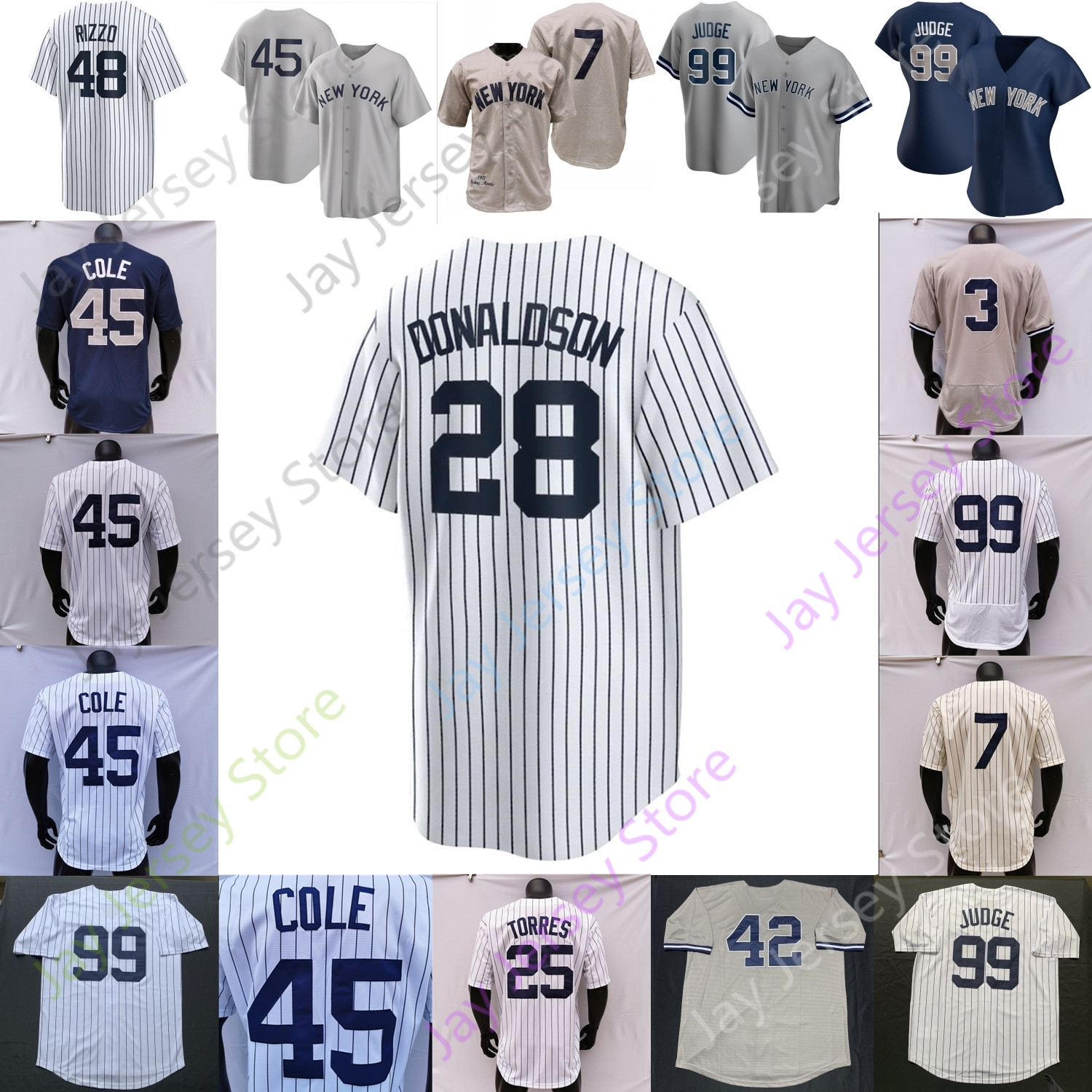 

Baseball Jersey Aaron Judge Josh Donaldson DJ LeMahieu Anthony Rizzo Gleyber Torres Giancarlo Stanton Joey Gallo Gerrit Cole Luis Severino Aroldis Chapman Jeter, New player's versions grey