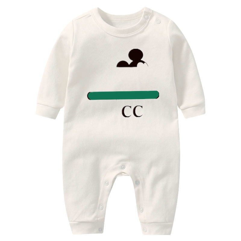 

In stock Newborn Baby Rompers Girls and Boy Long Sleeve Spring Cotton Clothes Brand Letter Print Infant Romper cartoon pattern Children Ourfits 0-18M, Black z