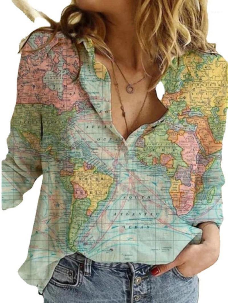 

Women' Blouses & Shirts Loose T-shirts Women Long Sleeve Blouse Turn-down Collar Tops Woman Female Chiffon Button Up Oversized Cloth Unders