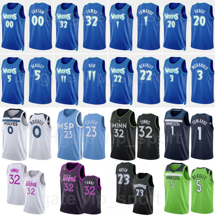

Customize 75th Anniversary Print Basketball Towns Jersey 32 DAngelo RUSSELL 0 Naz Reid 11 Patrick Beverley 22 Edwards 1 Taurean Prince 12 Malik, 75th blue
