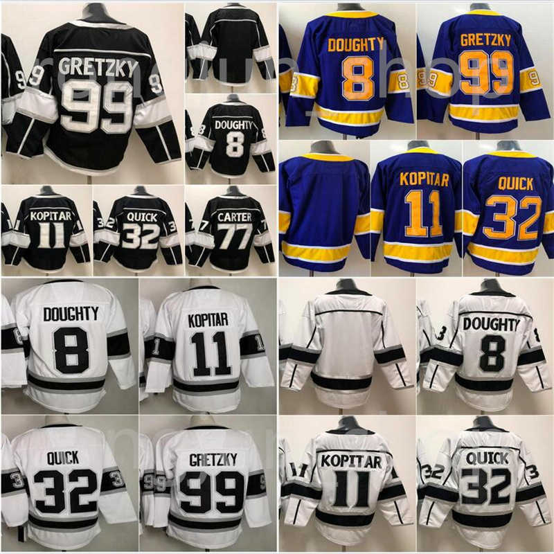 

Men Los Angeles Ice Hockey 32 Jonathan Quick Blank 8 Drew Doughty 11 Anze Kopitar 99 Wayne Gretzky Black White Purple King''NHL''jerseys
