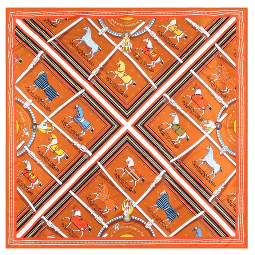 

Manual Hand Rolled Twill Silk Scarf Women Belt Plaid Horse Printing Fashion Square Scarves Echarpes Foulards Femme Wrap Bandana Hi284f