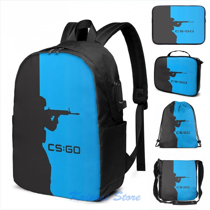 

Backpack Funny Graphic Print Counter Strike Silhouette USB Charge Men School Bags Women Bag Travel Laptop, Drawstring bag
