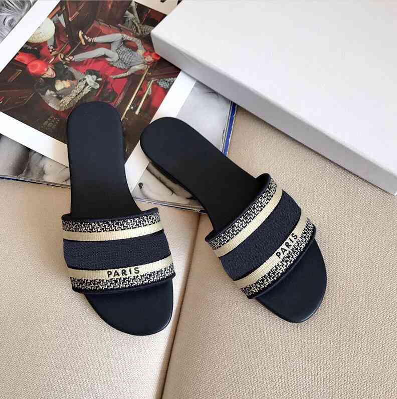 

Sandals women shoes Leather Summer Flat Slipper fashion beach woman head Rainbow letters slippers with box designer slider X2B8, 2# shoe box