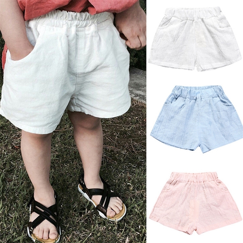 

Baby Boys Summer Cotton Solid PP Linen Shorts For Girls Harem Pants Toddler Children Short Casual Kids Clothing 17y 220616