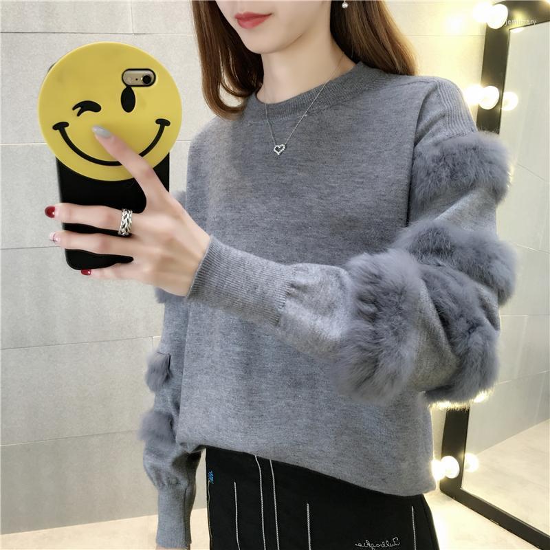 

Women's Sweaters Spring Autumn Knitting Pullover Sweater For Women Long Sleeve With Fur Female Knitted Tops Casual Clothes KoreanWomen's Jem, W002123 pink