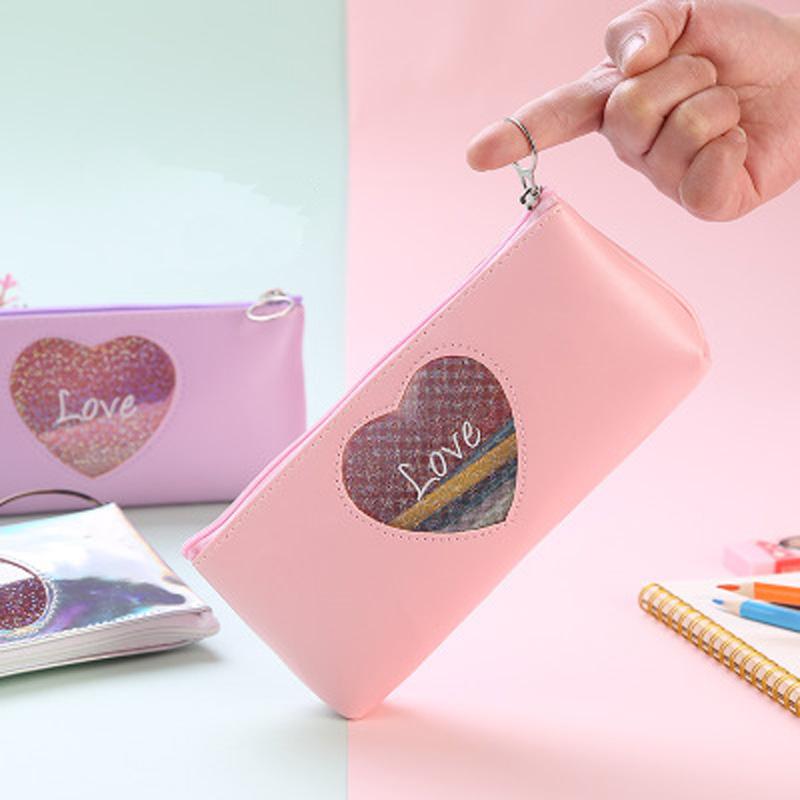 

Storage Boxes & Bins Waterproof Heart Design Makeup Brush Organizer, PU Bag Pencil Box Brushes Case ,Jewelry Organizer Home Supply 1pc, Purple