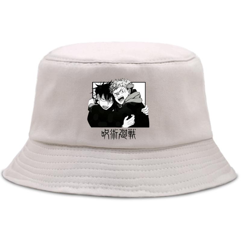 

Berets Hats Jujutsu Kaisen Anime Men'S Bucket Hat Unisex Harajuku Bob For Women Casual Fishing Men Fishman CapBerets, White
