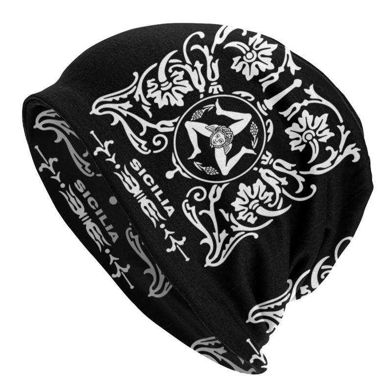 

Berets Sicilia Sicily Love Trinacria Logo Beanies Caps For Unisex Hip Hop Winter Warm Knitted Hat Adult Sicilian Pride Bonnet HatsBerets