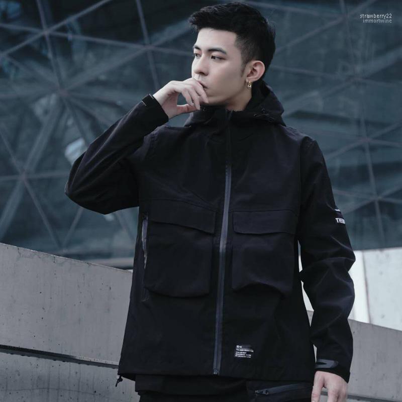 

Men's Vests CROXX Lightweight Hoody Jakcet Cargo Jacket Hardshell Water Resistant Tecwear Style Avant Garde Fashion Stra22, Black