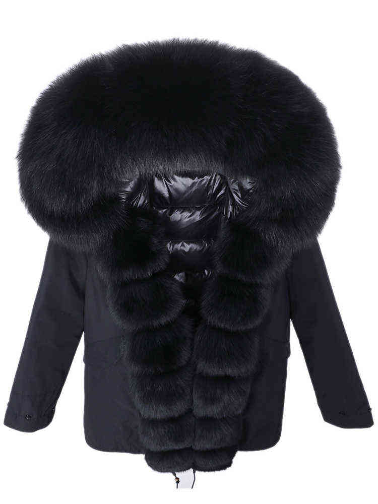

Winter Warm Jacket Ladies Real Fox Fur MidLength Collar Detachable J220719