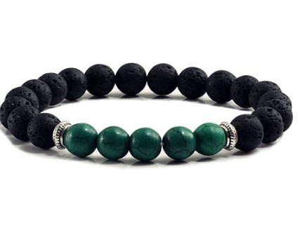 

8mm Fashion Strands Natural Stone volcanic stone blue red green blue Agate adjusted Bracelet elastic wg4