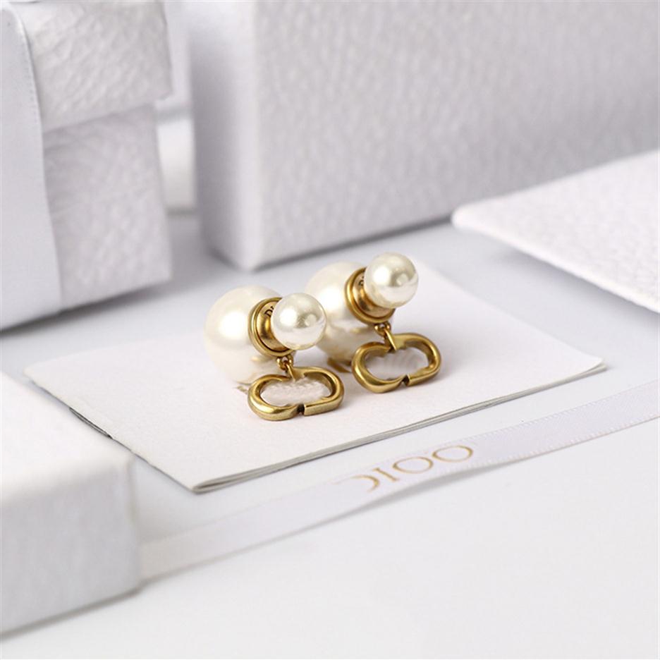 D 2021 New letter c tassel Earrings stud women Pearl Internet celebrity pearl earring female Designer Jewelry di fdfgh297P