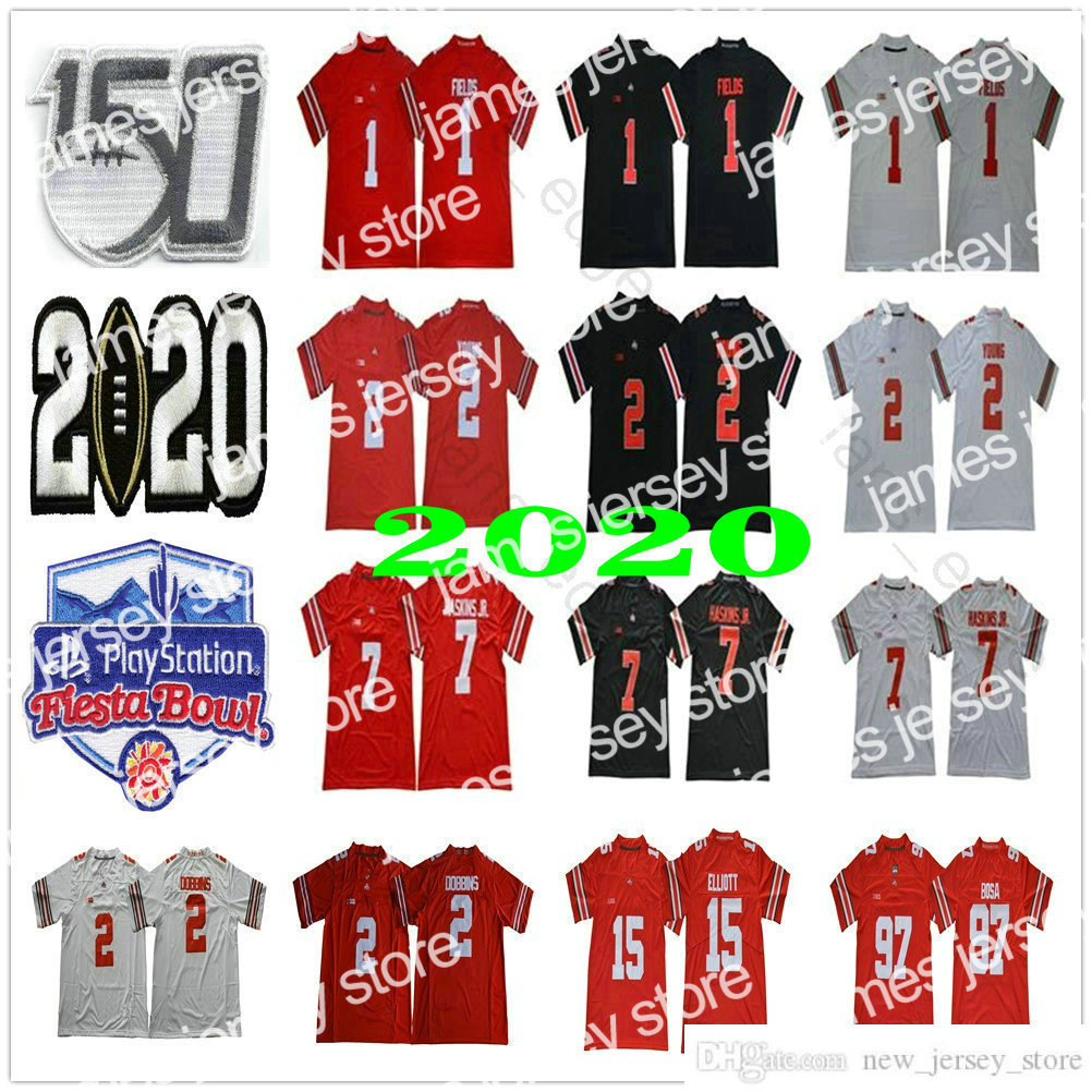 

James 2020th College Football Wear Ohio State Buckeyes Justin Fields Jersey OSU Playoff #1 #2 Chase Young JK Dobbins 15 Elliott Nick Bosa Master, As picture