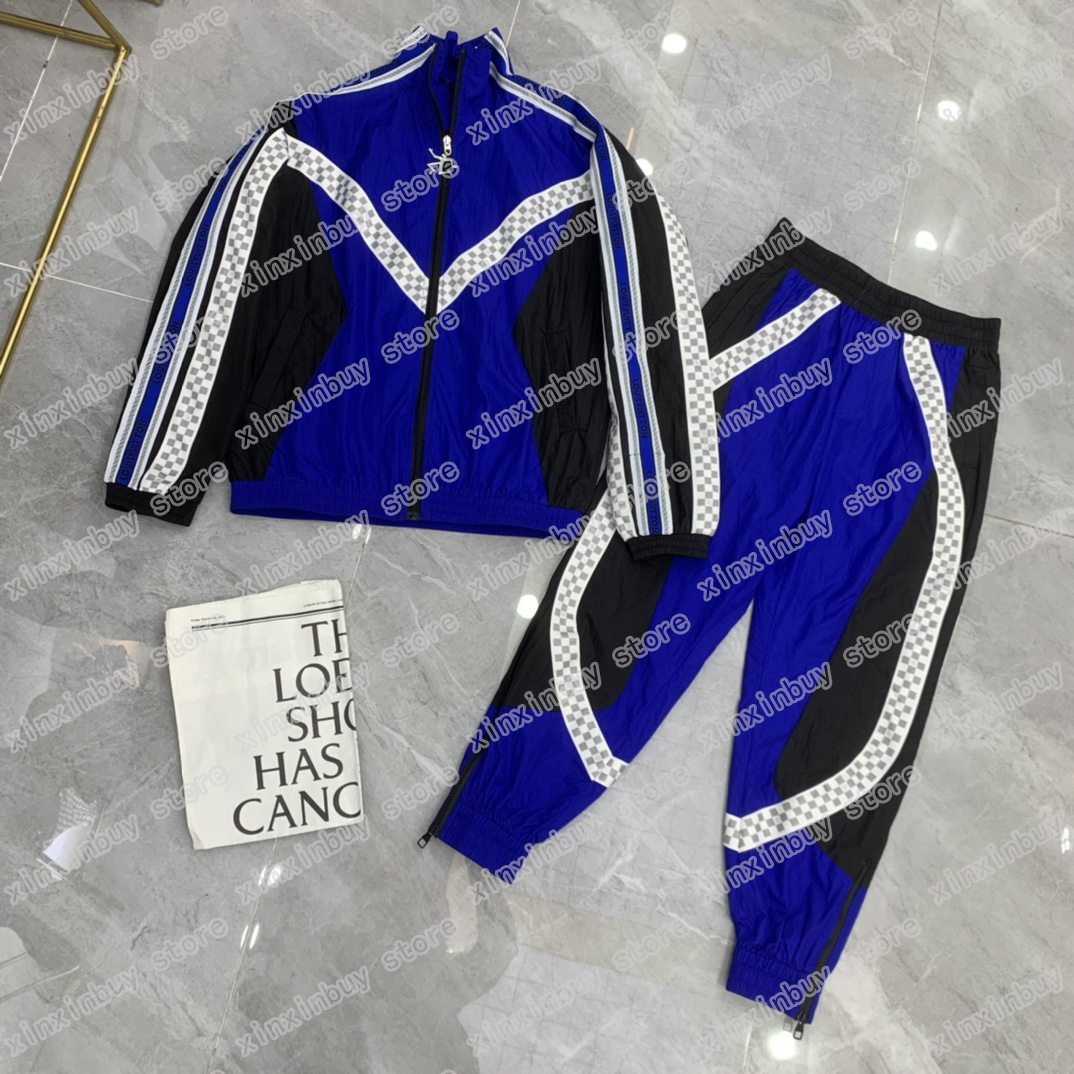 

22ss mens women designers tracksuits dance man zipper Plaid Streetwear Windbreaker Running tracksuit men designer blue M-2XL