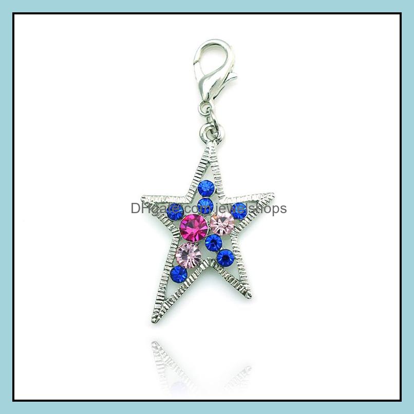 

Fashion Sier Plated Lobster Clasp Charms Dangle Colorf Rhinestone Pierced Star Diy For Jewelry Accessories Drop Delivery 2021 Findings Com