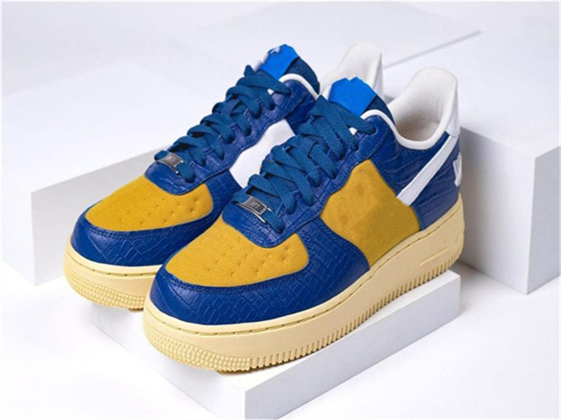 

Brand Shoes Top Quality 1 Low Flat Blue Yellow Outdoor Sports Sneakers Size EU36-46