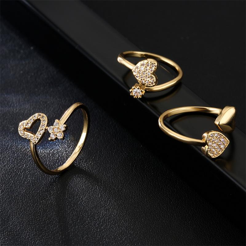 

Wedding Rings Cute Female Small Crystal Pendant Heart Ring Gold Color Bridal Engagement Vintage For WomenWedding