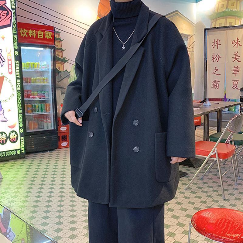 

Men's Wool & Blends Mid-Length Woolen Coat Solid Color Casual 2022 Winter Thick Loose Girl Trench CoatMen's Nell22, Gray