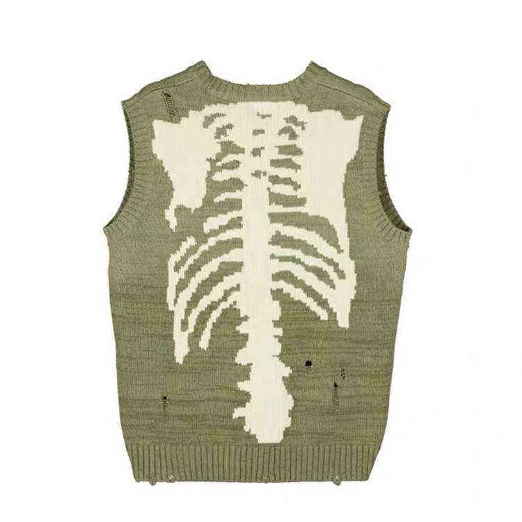 

and Hirata Cap Hiro Kapital Rib Broken Bone Cuff Loose Tide Men's Women's Vest Knitted Vest, Green