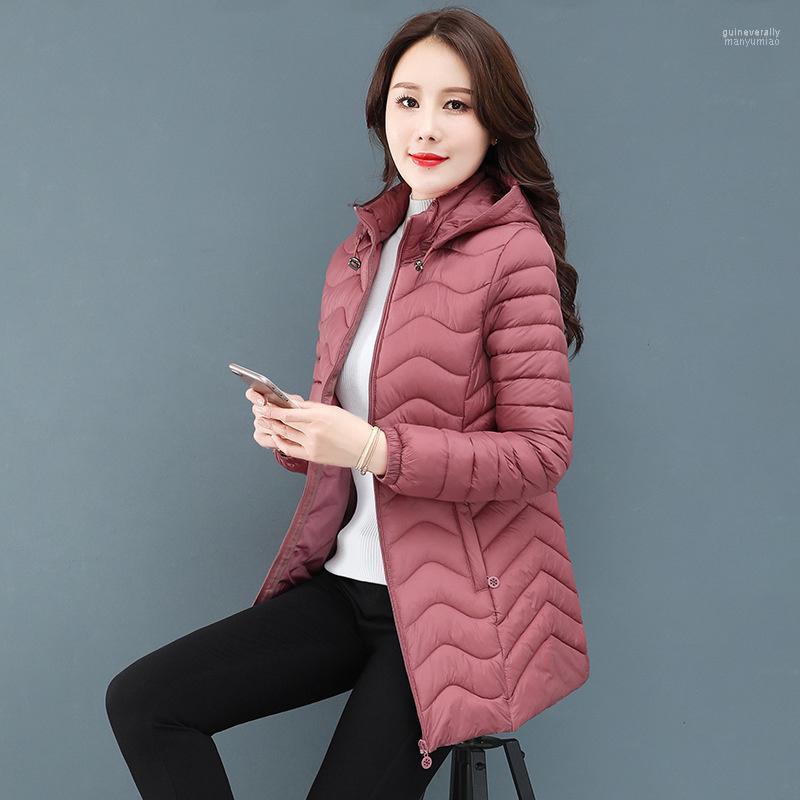 

Women's Down & Parkas Special Sale Off-season Autumn And Winter Lightweight Slim Mother's Thickened Cotton Padded Clothes Middle Long Guin22, Pink
