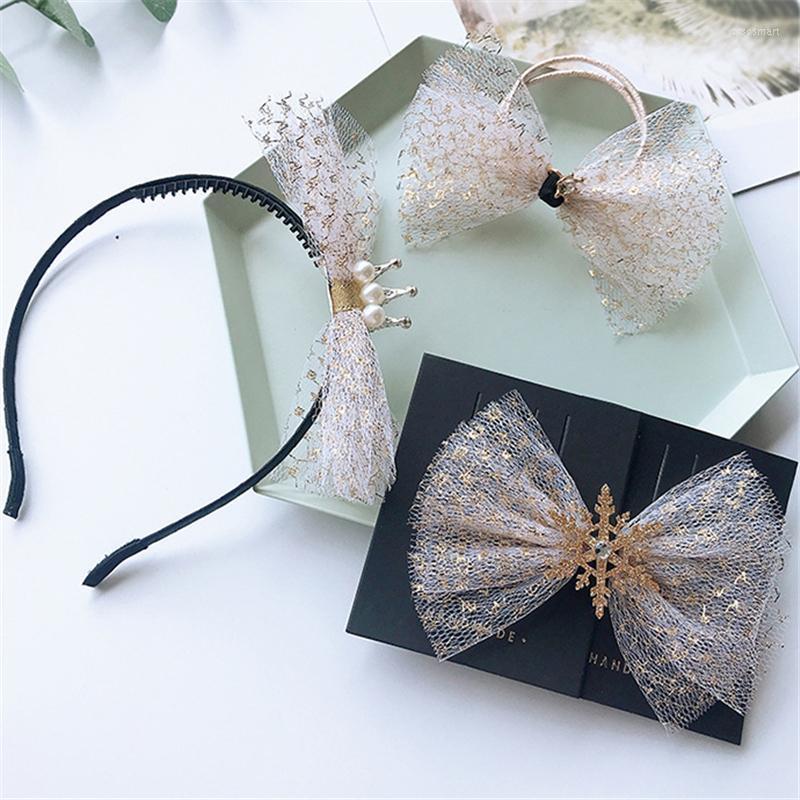 

Hair Accessories 10pcs/lot Korean Children Girls Point Mesh Crown Princess Sweet Bow Hairpin, Hair rope