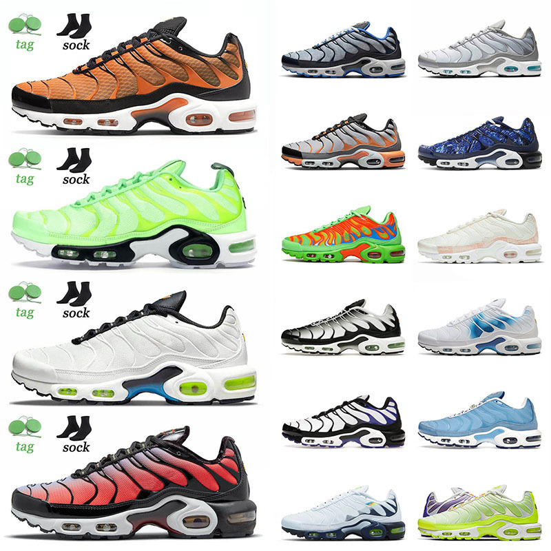 

Wholesale 2022 New Arrival Sports Tn Plus Running Shoes Black Orange Lime Blast Neon University Blue Club Tiger Oreo Men Women Sneakers Eur, C30 black white 40-46