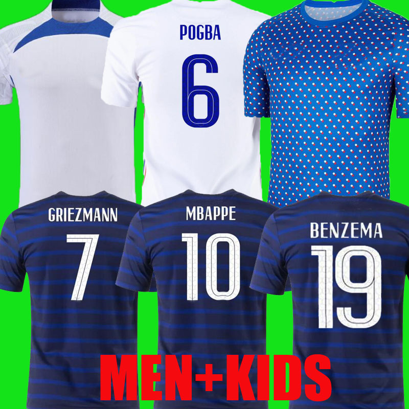 

French club Full Sets 2022 BENZEMA MBAPPE GRIEZMANN soccer jersey World POGBA cup GIROUD KANTE Maillot de foot equipe Pre-Match Maillots kids kit Men football shirt, 21/22 away