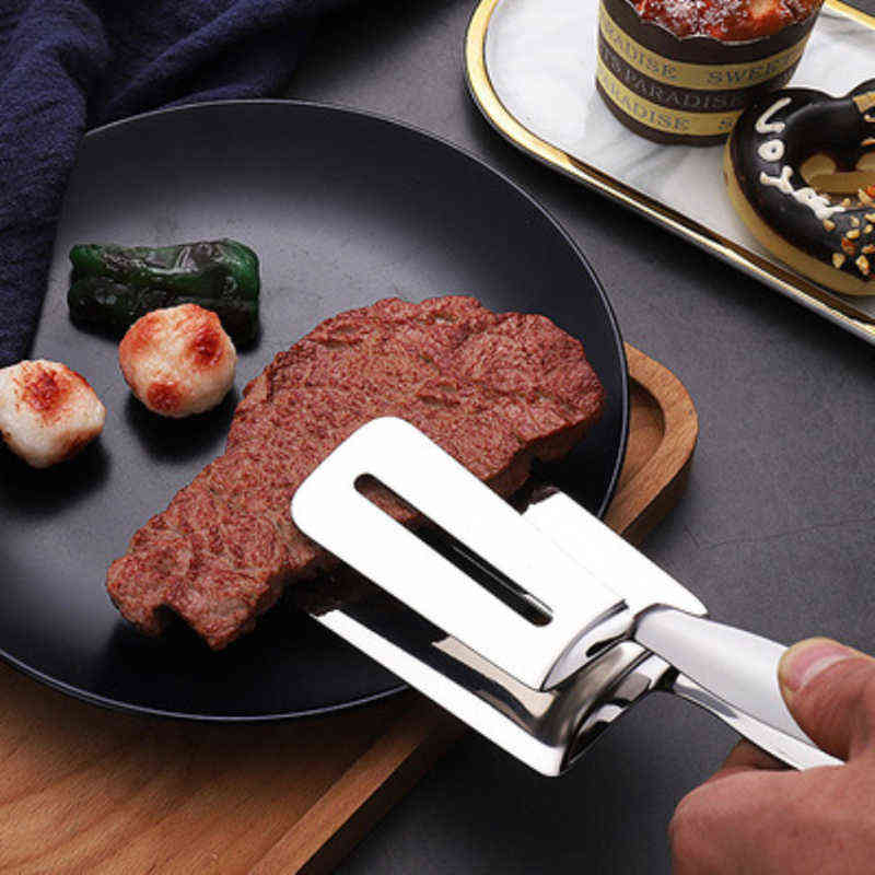 

Kitchen Stainless Steel BBQ Bread Utensil Set Barbecue Tong Non-Stick Fried Steak Fish Shovel Clamps Kitchens Meat Clamp VTMEB1266