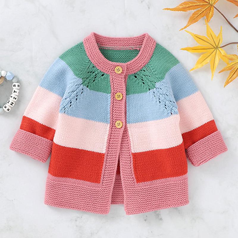 

Jackets Autumn Winter Infant Kids Baby Boys Girls Cardigan Coat Long Sleeve Rainbow Knit Children's CoatJackets, 82w752 gray