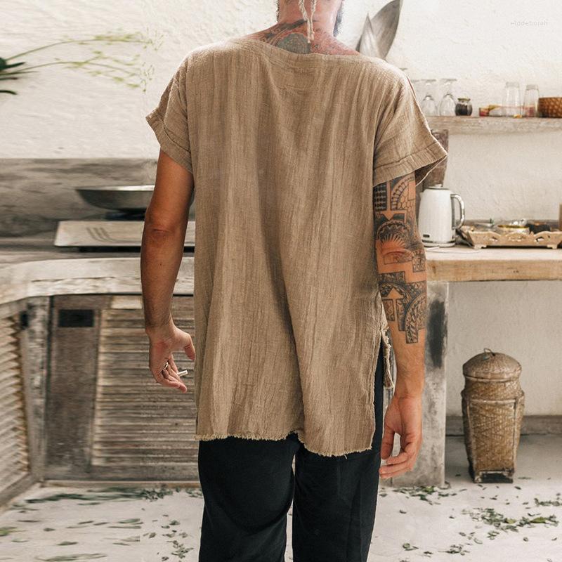 

Men' Casual Shirts Summer Men' Tops European And American Street Fashion Loose T-shirts Mens Short SleeveMen' Eldd22, Khaki