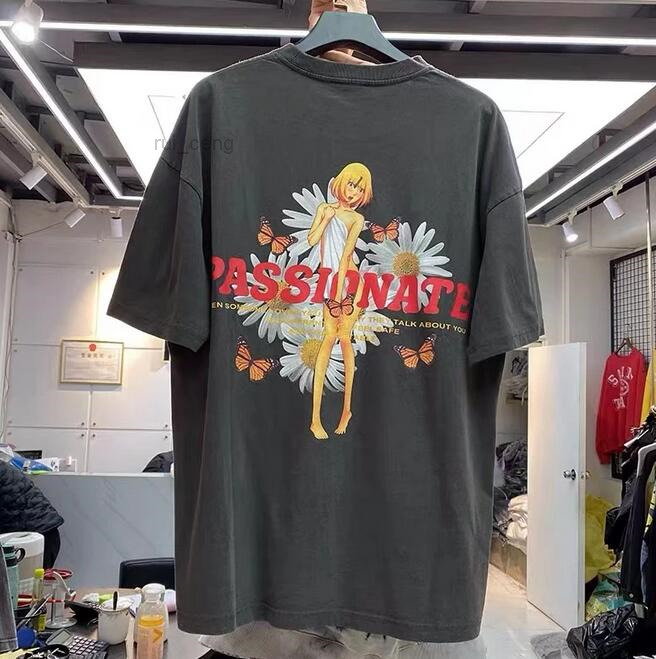 

Plus Tees Men's Letters print heavy weight wash short sleeve t-shirt loose