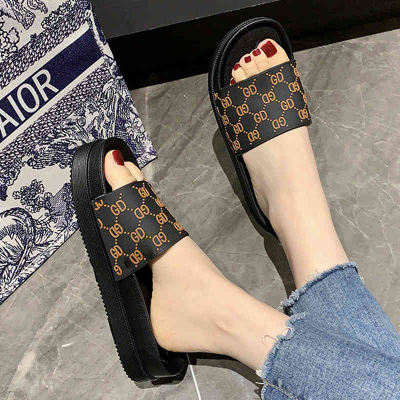 

Shoes new slipper for women to wear thick soled wind and cool slippers, Black