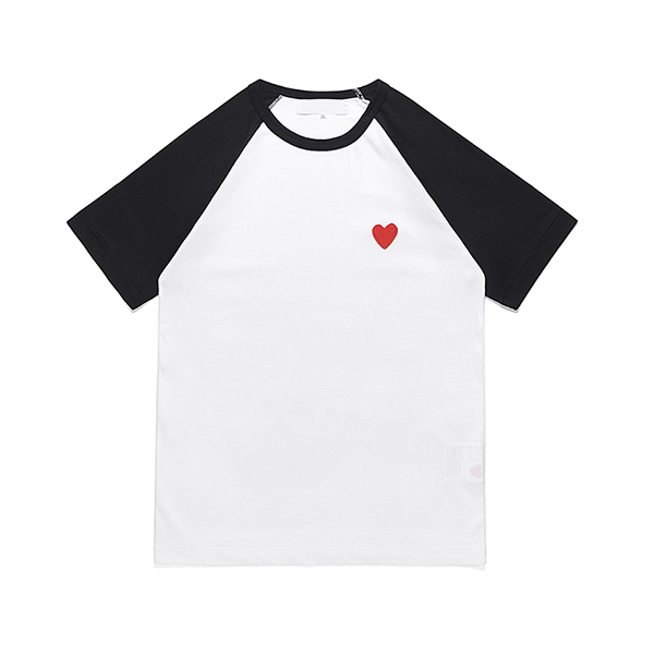 

3 Colors Paneled mens t shirt 22ss New Small Red Heart Embroidery men and women, Supplement (not shipped separately)