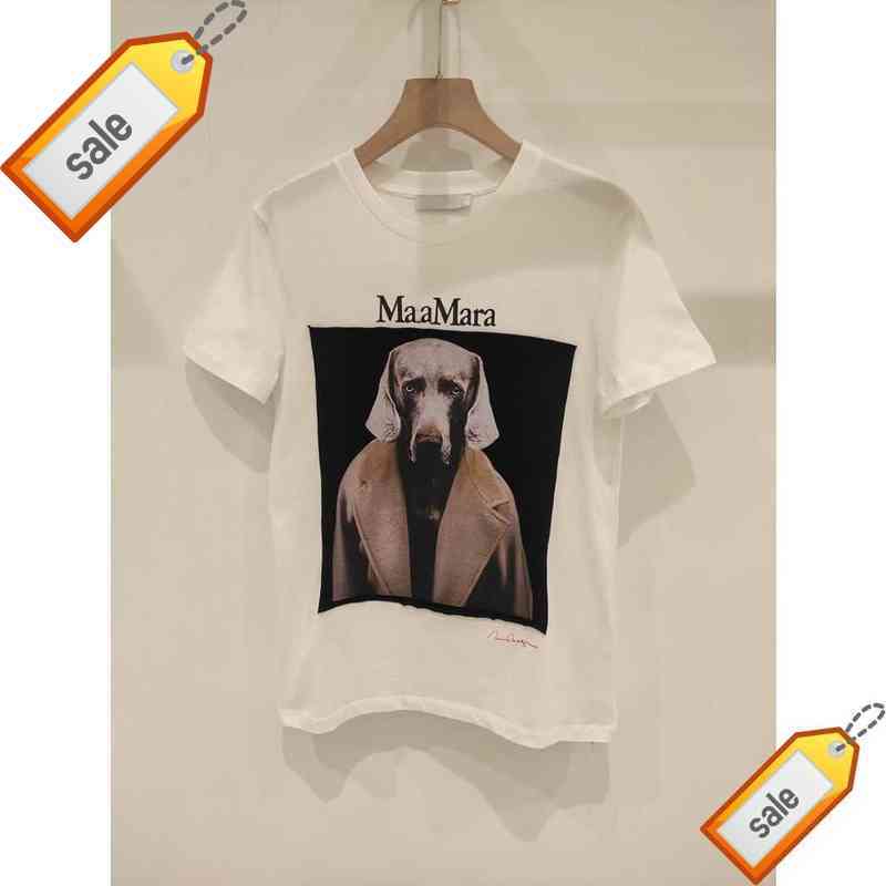 

Summer New Max Dog Print Short Sleeve 2022 Star Same Mara Hound Pure Cotton Pop T-shirt Women 1s1s1s1, White