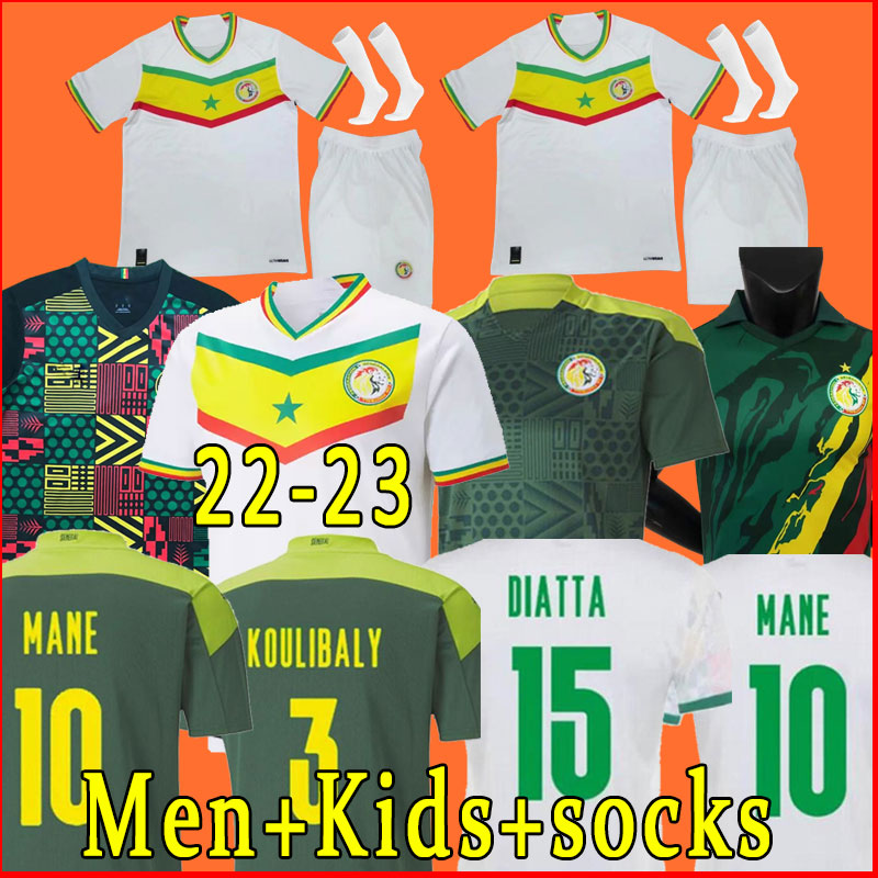 Mane Sénégal 2022 Jerseys de football à domicile 22 23 Koulibaly Gueye Kouyate Sarr Top Kit Football Shirt Maillot de Football Uniforms Jersey Di