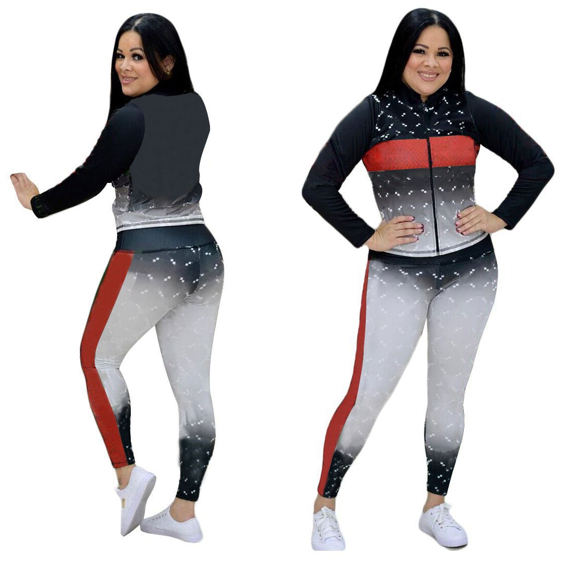 

2 Pieces Sets Womens Tracksuits 2022 Fashion Women Two Piece Pencil Pants Outfits jogging suit, Gray