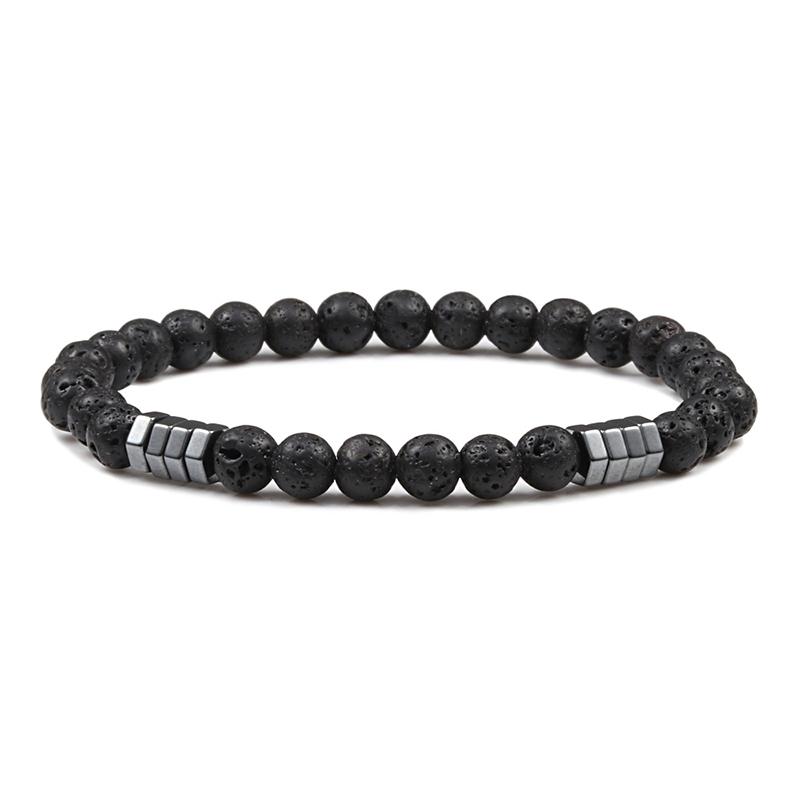 

Beaded, Strands Men Bracelets Fashion Geometric Beads Classic Natural Stone Tiger Eye Black Onyx Lava Bracelet&Bangle For Male Charm Jew