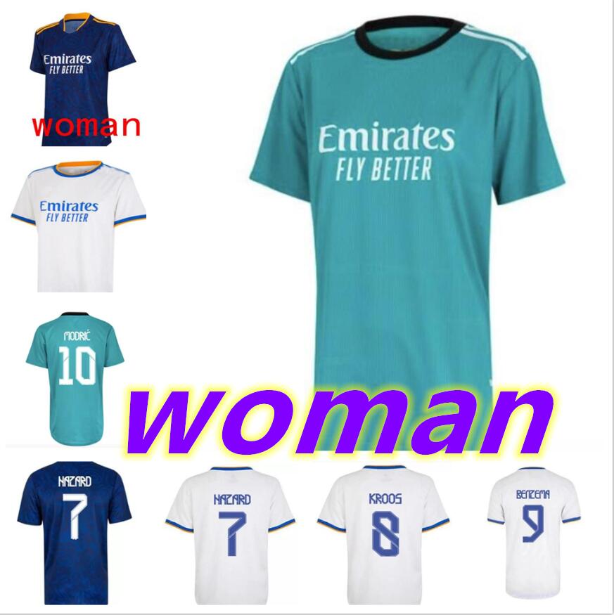 

Women 2021 2022 Real ALABA CAMAVINGA Madrid Home #7 HAZARD #11 BALE BENZEMA Soccer Jerseys female customized football shirt Uniforms On Sale, 21/22