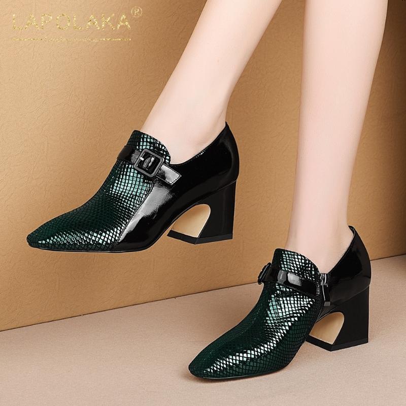 

Dress Shoes Lapolaka 2022 Design Big Size 43 Formal Office Lady Pumps Woman Strange Style Zip Up High Quality Women, Black