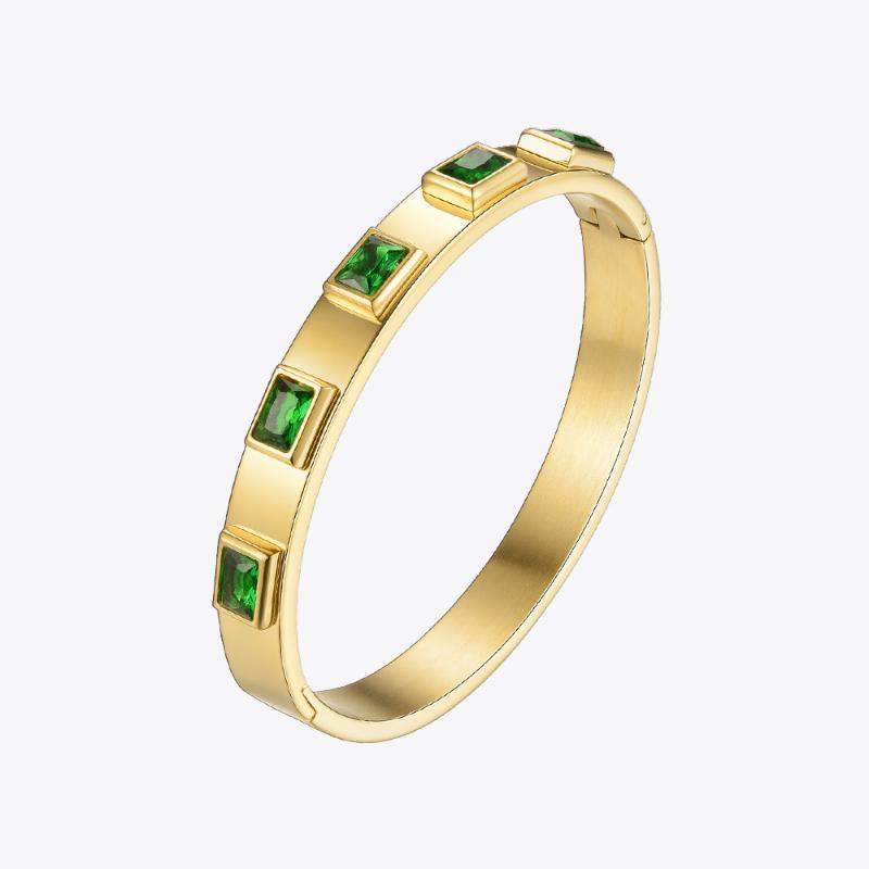 

Bangle Enfashion Zirconia Crystal Manchette Gold Color Stainless Steel For Women Bracelets Bangles 172001