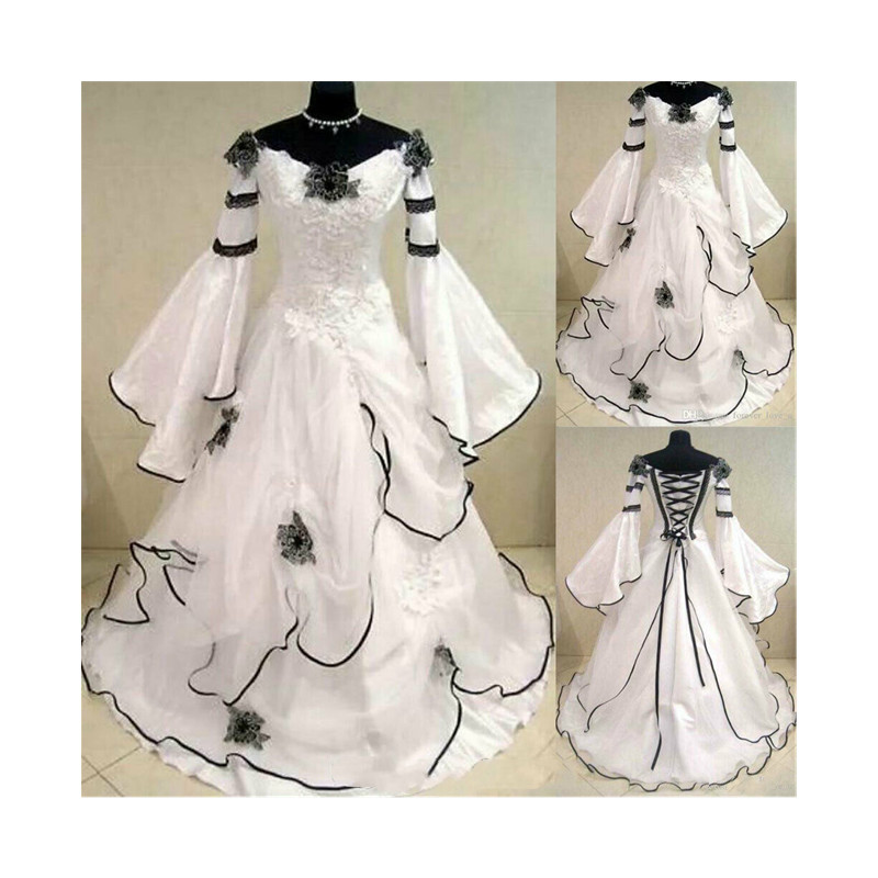 Robe de mariée grande taille à lacets dos jardin Transparent manches 3/4 dentelle une ligne balayage Train Appliques robes de mariée sur mesure