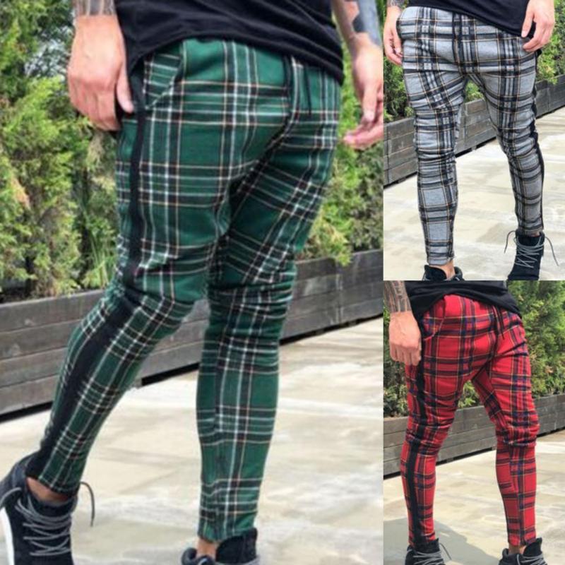 

Men's Pants Terrific Spring Sweatpants Sweat Absorption Men Grid Soft Casual, Green