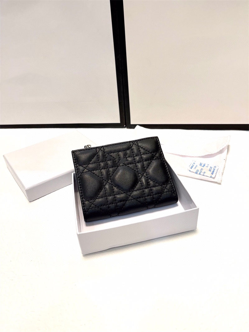 

2022 New Luxury Mens Designer Wallet Top Quality Lambskin Womens Wallets Rich Cabinet Purses Designer Bags Fashion Practical Purse With High Grade Sliver Hardware, Black