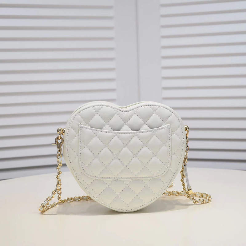 

designers handbag bag Purse Chains Cross Body Mini Heart Love Bags Shoulder Bags leather, White
