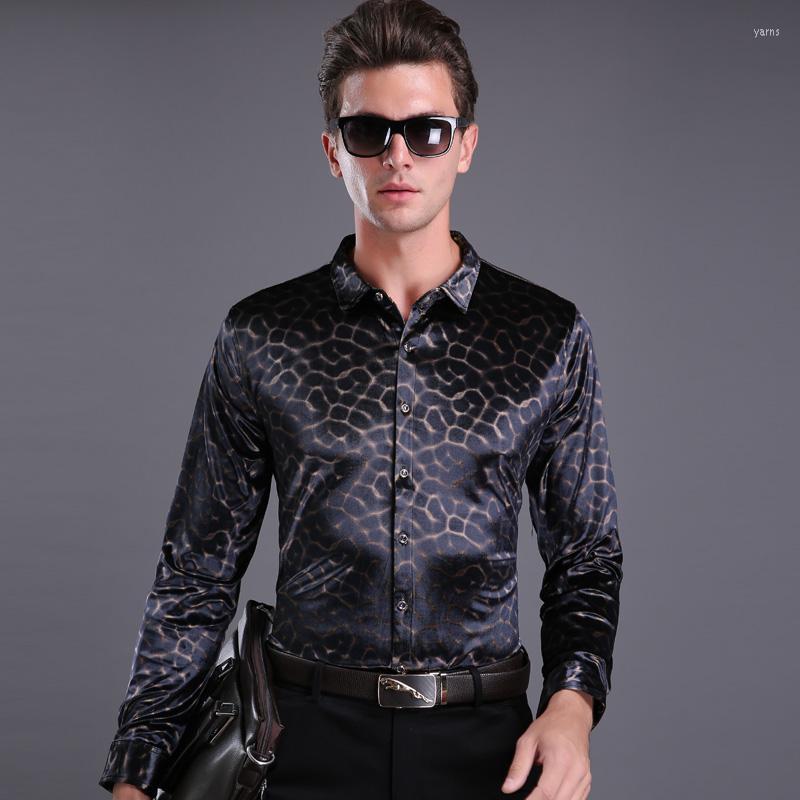 

Autumn Men Fashion Plaid Shirt Long Sleeve Velvet Dress Shirts Men' Casual, Black