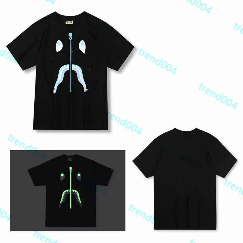 

High Quality Apes Men's T-Shirts Japanese Shark ape head tshirts luminous camo printing co-branded same style for men and women 2022 new 100% cotton T-shirt 1-2, 1 pcs buttons