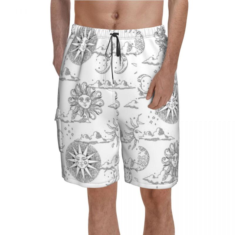 

Men's Shorts Symbol Art Print Board Black Sun And Moon Short Pants High Quality Man Classic Design Swimming Trunks Plus Size
