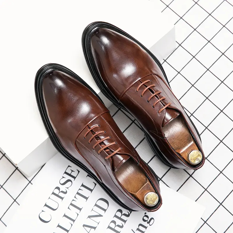 

High Quality Oxford Shoes Men PU Leather Lace Up Solid Color Fashion Classic Versatile Simple Outdoor Casual Shoes HM439, Clear